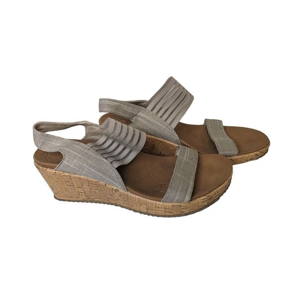 Skechers Shoes - Skechers Women's Shoes Wedges Size 9 Open Toe Tan Gray
